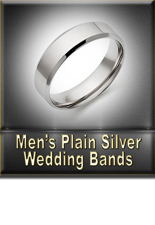 Men's Plain Silver Wedding Bands Button