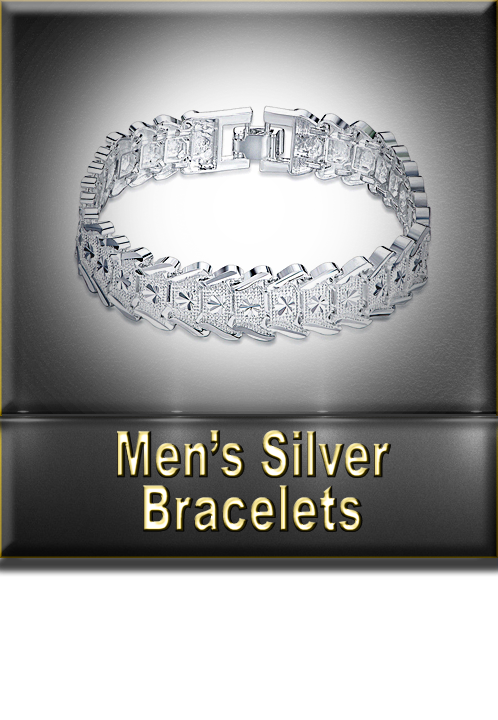 Men's Silver Bracelets Button