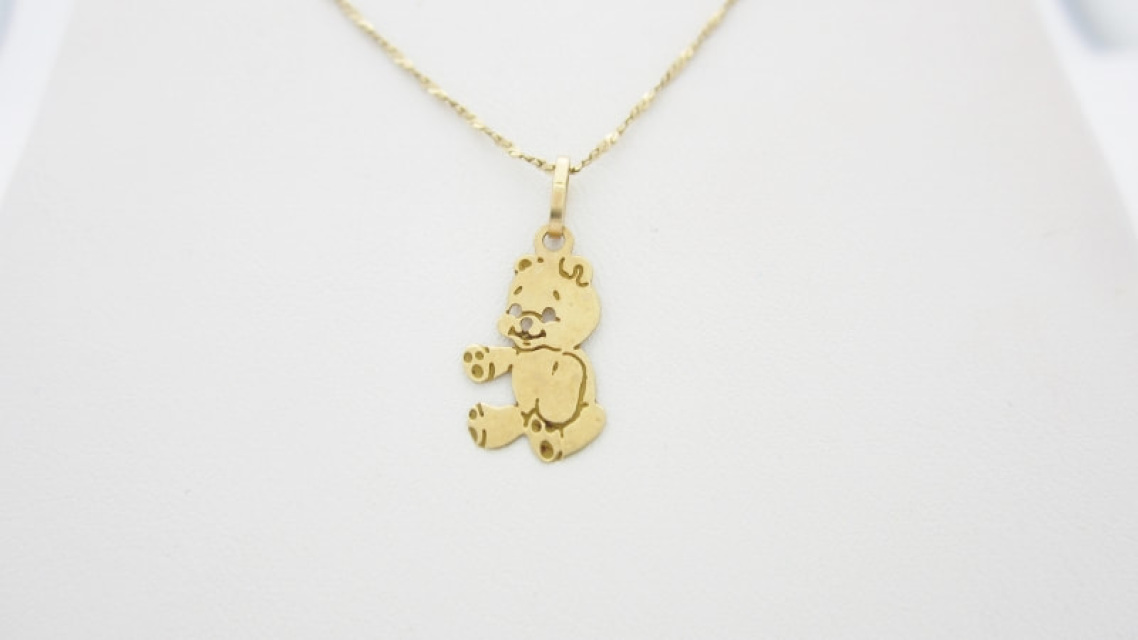 Pendants Children and Baby Charms 14K White Gold Teddy Bear Charm Pendant 
