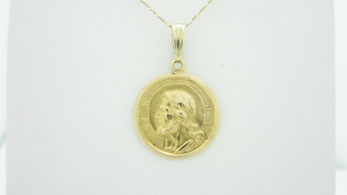 SMOOTH SATIN MADE IN ITALY 18K YELLOW GOLD ROUNDED SUN CHARM PENDANT TWO FACES