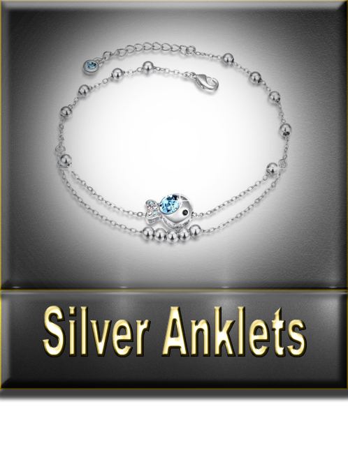 Women's Silver Anklets Button