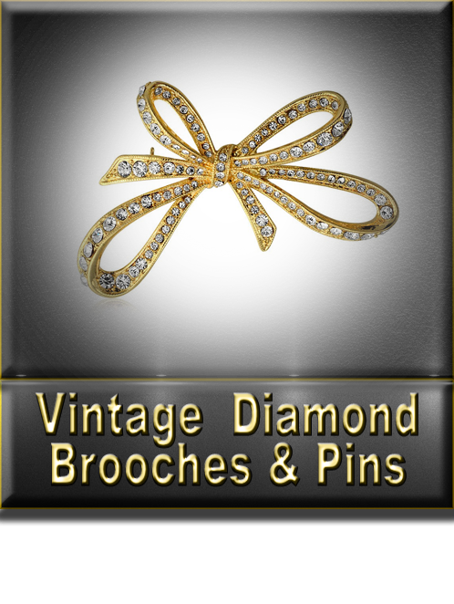 Women's Vintage & Antique Diamond Brooches & Pins Button