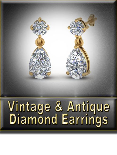 Women's Vintage & Antique Diamond Earrings Button
