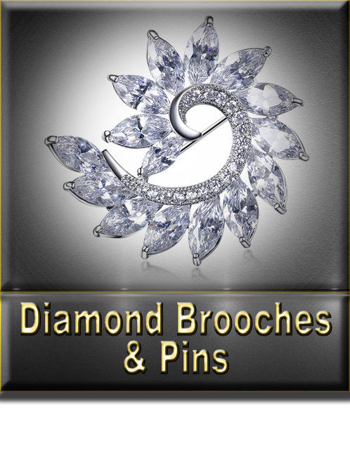 Women's Diamond Brooches & Pins Button