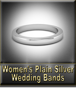 Women's Plain Silver Wedding Bands Button