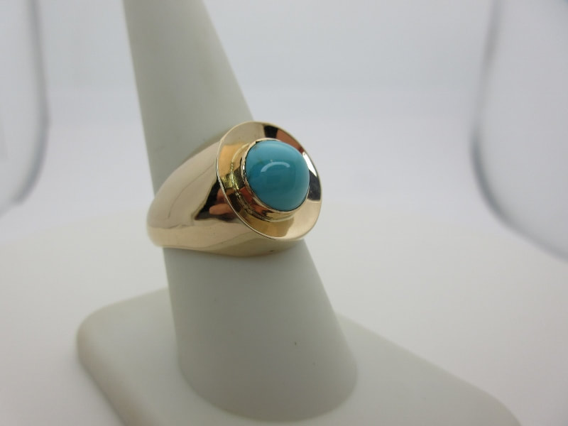 Turquoise Stone Silver Men Ring