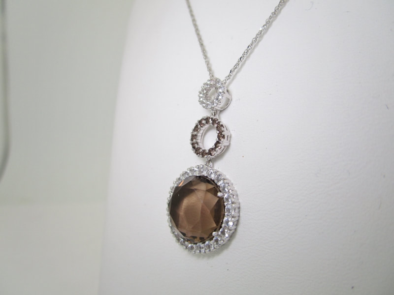 7.71 CTTW Smokey Topaz and Diamond Halo Teardrop Pendant Necklace in Rose  Gold | New York Jewelers Chicago