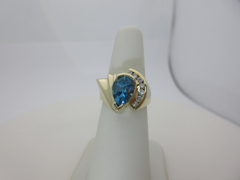 Dainty Stackable Aqua Chalcedony Ring : March Birthstone - Danique Jewelry