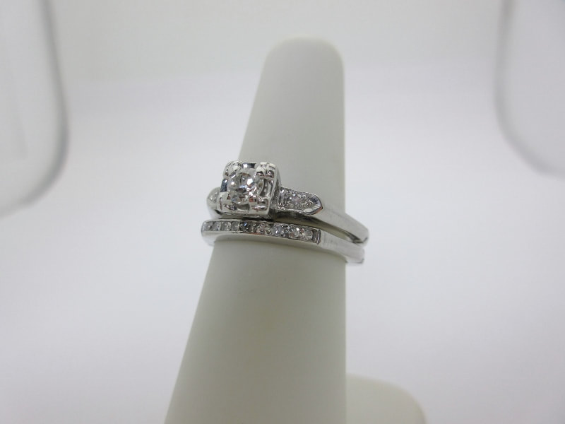 Antique Looking Cheap Wedding Rings Sets For Him and Her in Solid 14k White  Gold