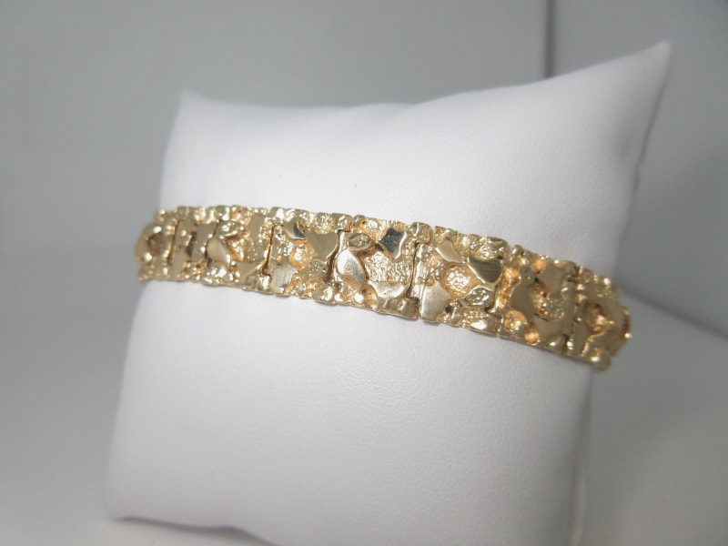 Buy Solid 14K Yellow Gold Fancy Nugget Bracelet, 78, 5mm-15mm Thick Online  in India - Etsy