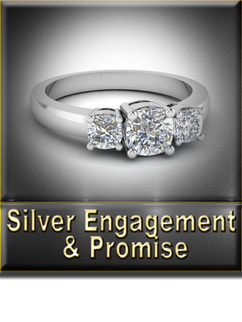 Women's Silver Engagement & Promise Ring Button
